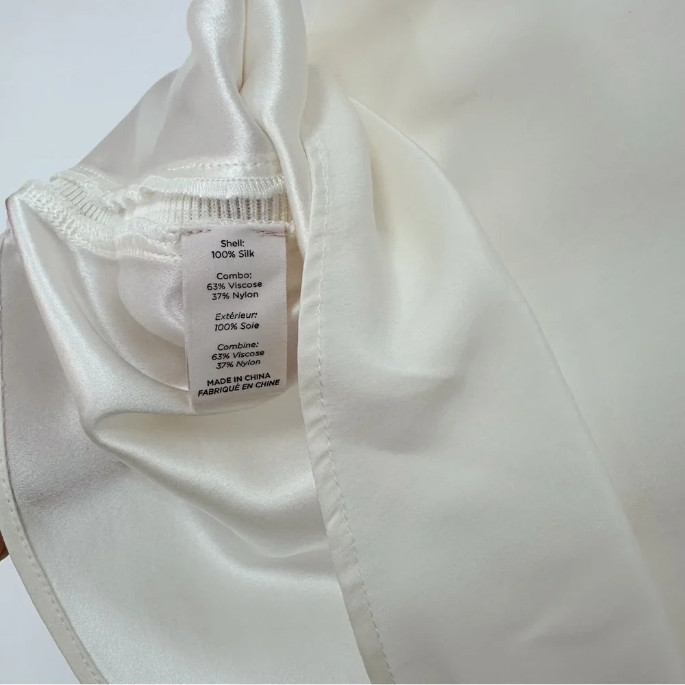 Cinq à Sept Lenny Short Sleeve 100% Silk Top in Ivory